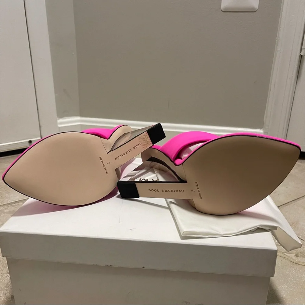 Good American Cinder-f*king-rella Thong Wedges Hot Pink
